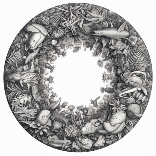 Circular Bone Border with American Traditional Art