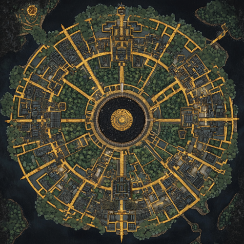 Circular city map rich poor districts