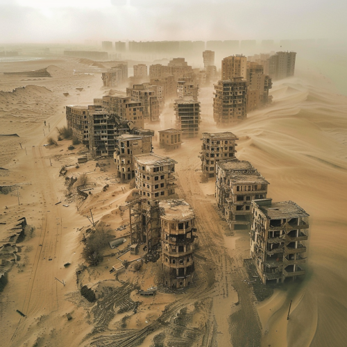 City covered in sand ruins