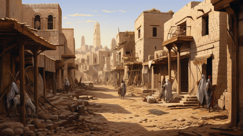 City street in Uruk during Renaissance Sumerian civilization