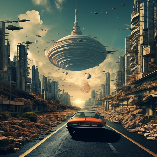 Car driving through the city