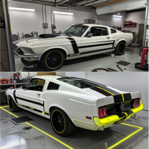 Ford Mustang White Black Stripes