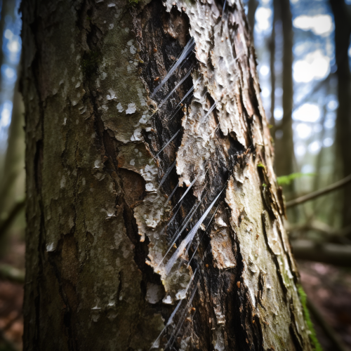 Claw scratch marks on tree bark