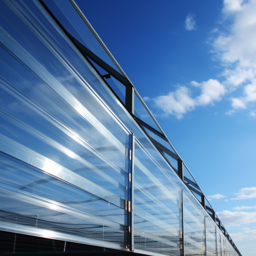 Clear Polycarbonate Panels against Blue Sky