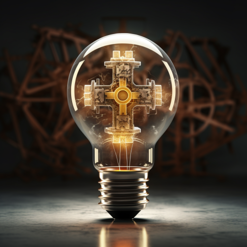 Realistic clear glass lightbulb with crucifix filament