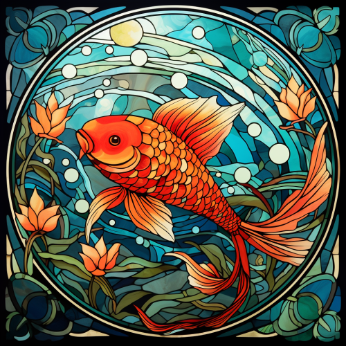 Cloisonné Goldfish Artwork in Stained Glass Style Cloisonné Goldfish Artwork in Stained Glass Style