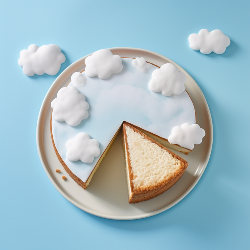 Cloud shaped cake slice
