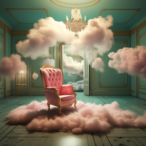Empty room with chair and mirror in pastel hues  ?️ Empty room with chair and mirror in pastel hues  ?️