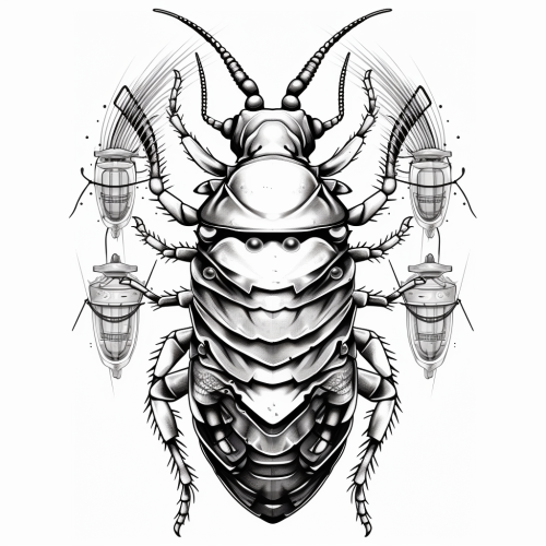 Black and white cockroach military tattoo flash