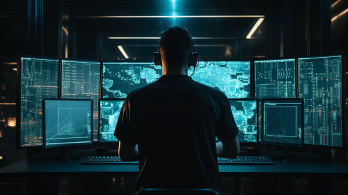 IT professional coding in data center