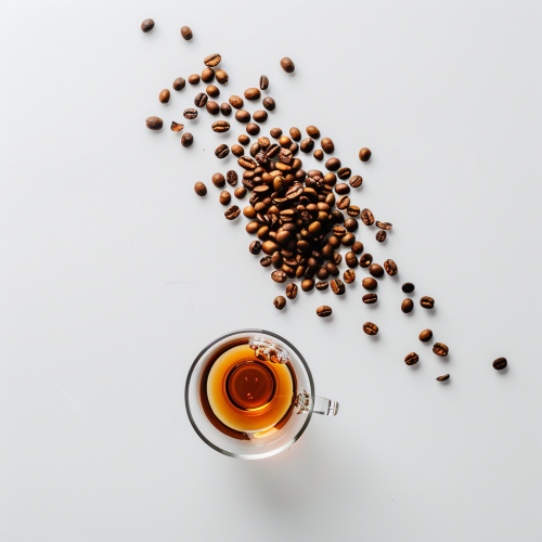Coffee Beans Glass White Background