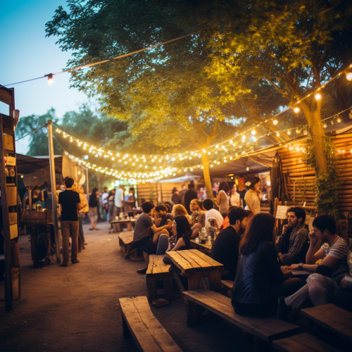 Bustling crowd enjoying outdoor music concert