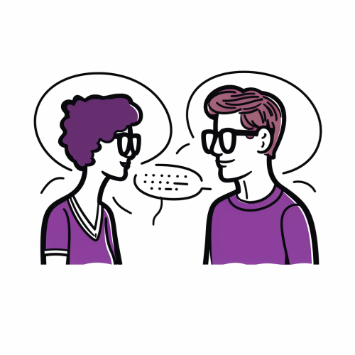 Young male and female discussing essay points Young male and female discussing essay points