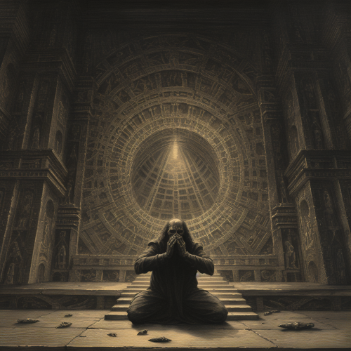 Man desperately holding up collapsing ceiling