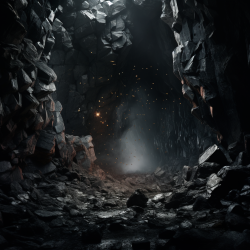 Rocks crumbling in a mysterious cave