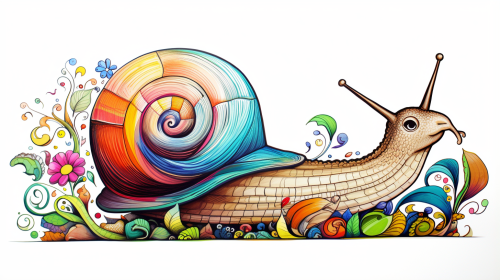 Realist snail blackline drawing for children's colorbook