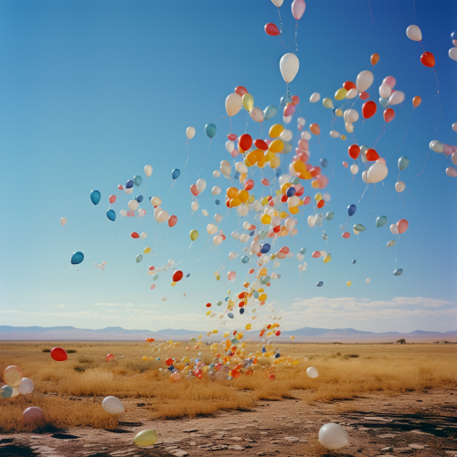 Colorful balloons drifting away in sky Colorful balloons drifting away in sky