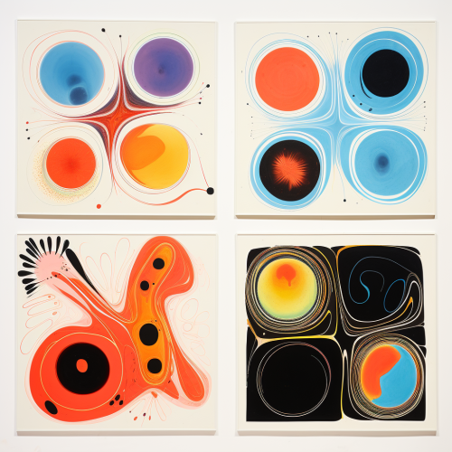 Colorful Circular Abstraction Argus C3 Black Paintings