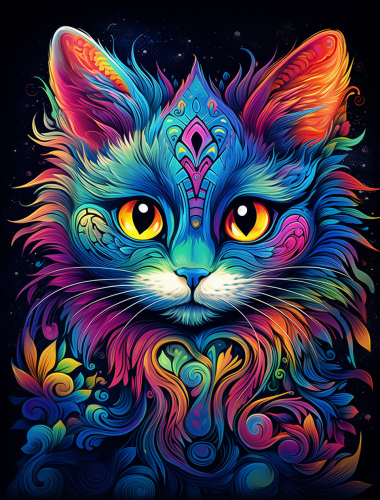 Cute colorful fantasy animal kitten