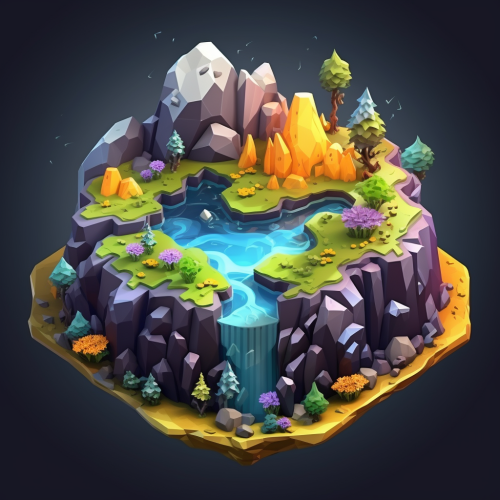 Stylized colorful isometric game island