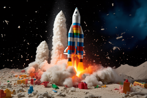 Colorful Lego Rocket Launching