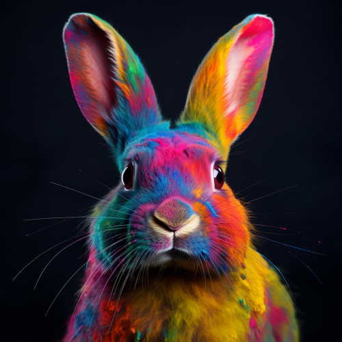 Colorful serious rabbit picture
