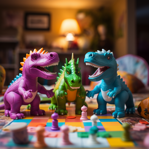 Colorful Toy Dinosaurs Table