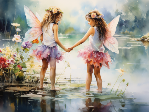 Beautiful unicorns surrounded by colorful butterflies