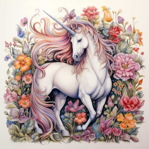 Coloring Block Unicorn in Watercolor