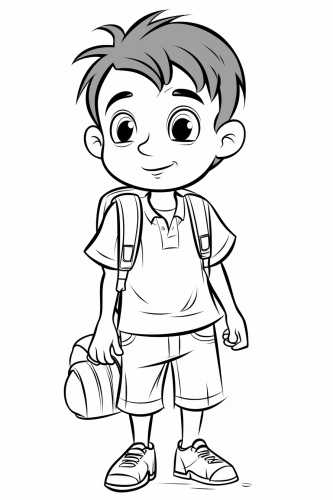 Cute African American boy coloring in a book