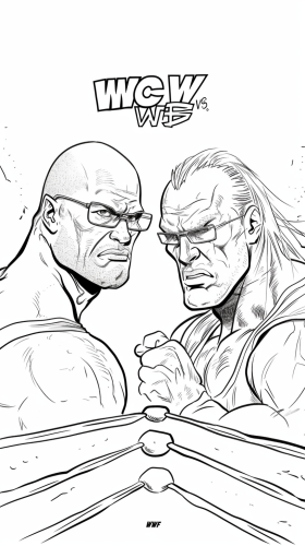 Coloring book for kids with WCW vs WWF wrestlers
