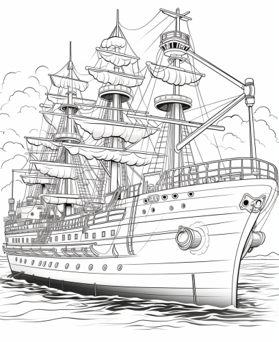 Age of Exploration Battleship Coloring Page for Kids