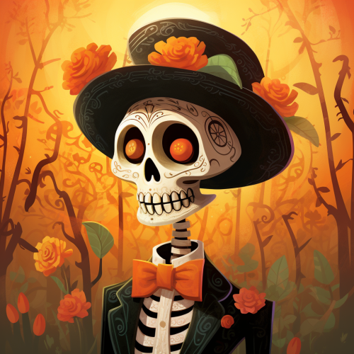 Adorable skeleton in Halloween costume