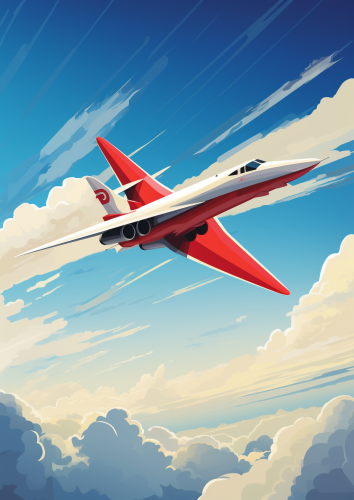 Illustration of iconic Concorde flying at supersonic speed