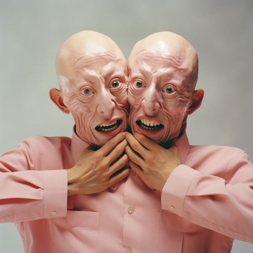 Conjoined Face Twins Smiling Happily