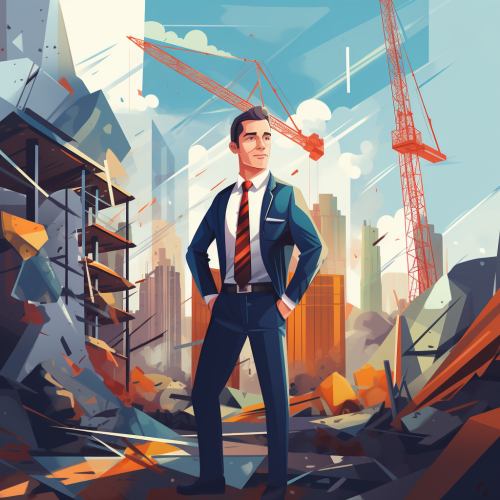 Construction site manager in flat design