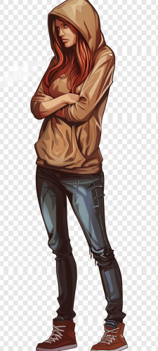 Red Haired Woman Hood Art