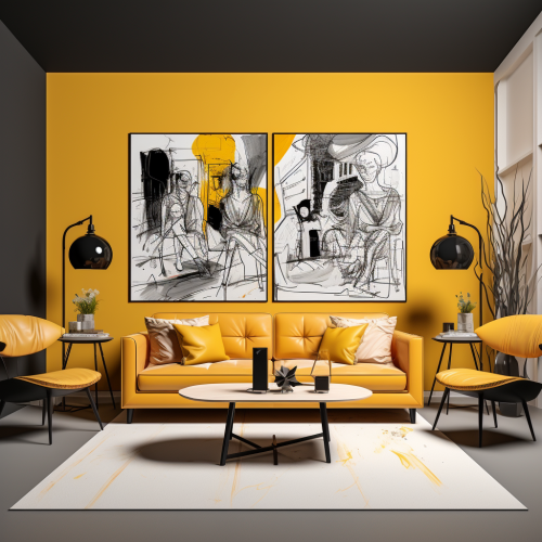 Illustration of contemporary handmade furniture and home decoration