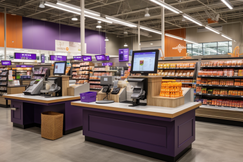 Neatly Arranged Telecom Booth at Contemporary HEB Grocery Store