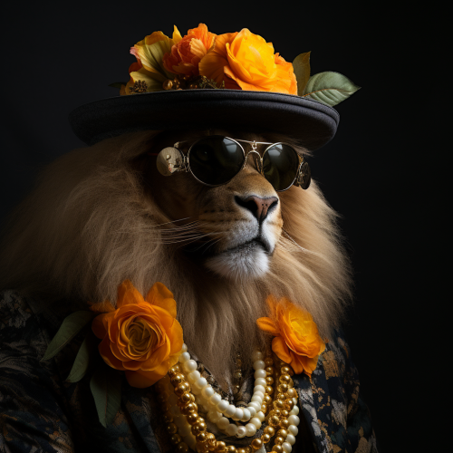 Cool lion in high fashion portrait Cool lion in high fashion portrait