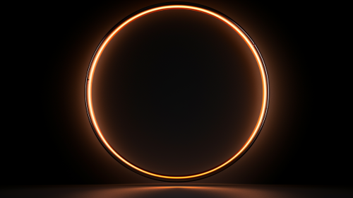 Copper Neon Circle on Black Background