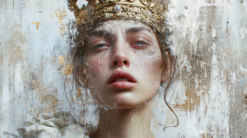 Coquettish Human Theotokos with Golden Crown and Tear Tracts