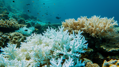 Coral bleaching effect on reef