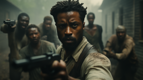 Cornered Black Man Cinema Scene Cornered Black Man Cinema Scene