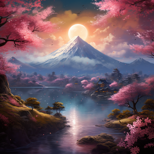 Cosmic canvas art Japanese landscape 4K