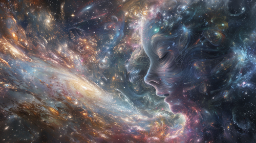 Cosmic magical celestial loom weaving silvery threads Cosmic magical celestial loom weaving silvery threads
