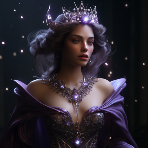 Female model in purple gown with celestial crown Female model in purple gown with celestial crown