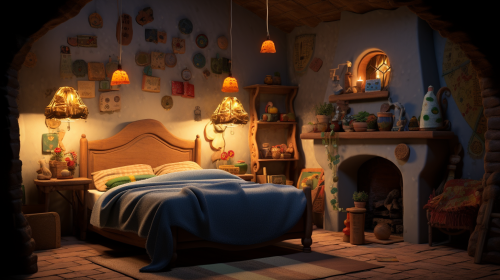 Cozy Countryside Bedroom with Three Beds