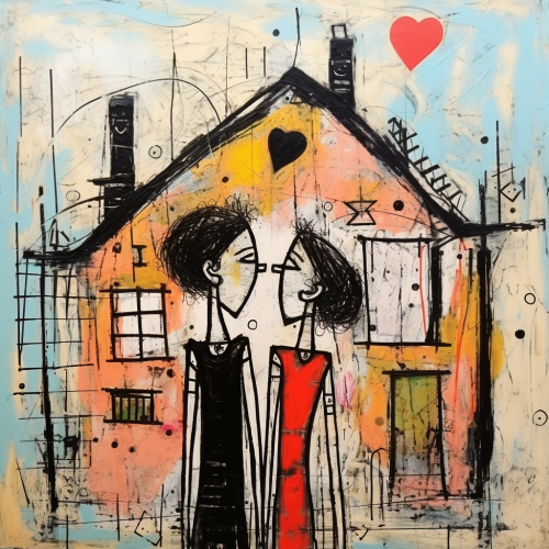 Couple kissing in vibrant pop art style