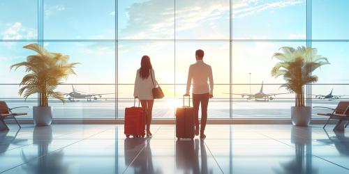 Couple with Suitcase at Airport